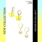 Yellow Butterfly Golden Combo Earrings (Set of 2)