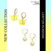 Yellow Butterfly Golden Combo Earrings (Set of 2)