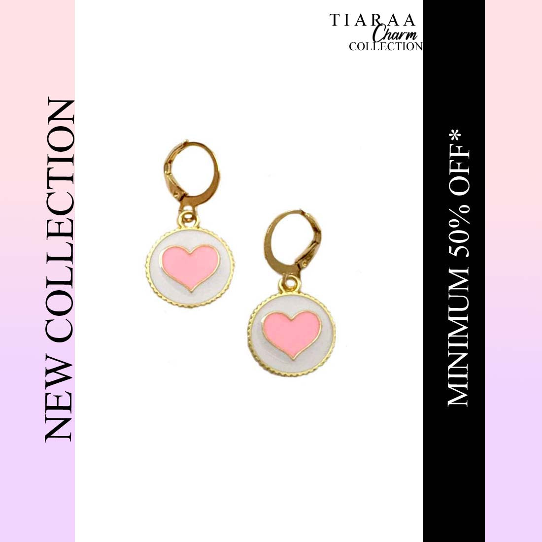 Pink Heart Charm Earrings