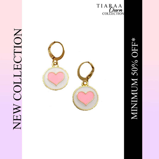 Pink Heart Charm Earrings