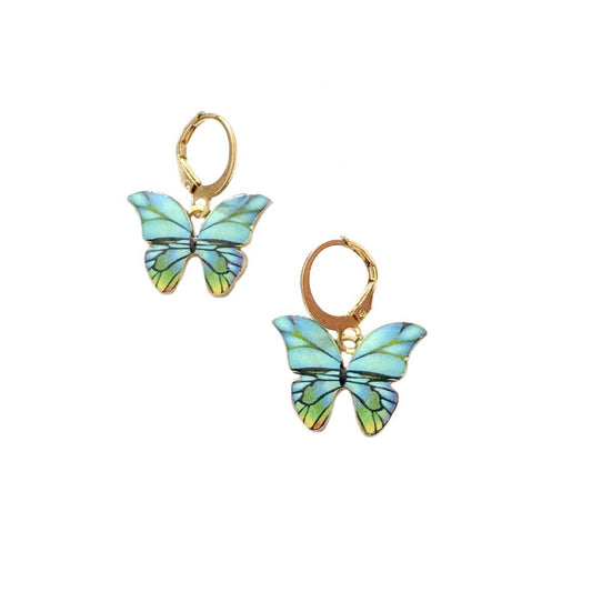 Blue Multi Butterfly Golden Combo Earrings