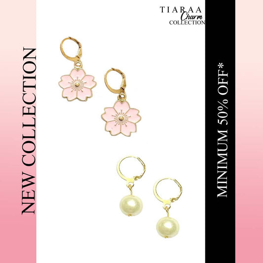 Pink Floral Charm Earrings