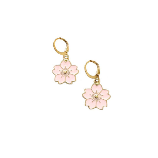 Pink Floral Charm Earrings