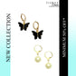 Black Butterfly Pearl Golden Earrings Combo Set