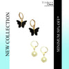 Black Butterfly Pearl Golden Earrings Combo Set