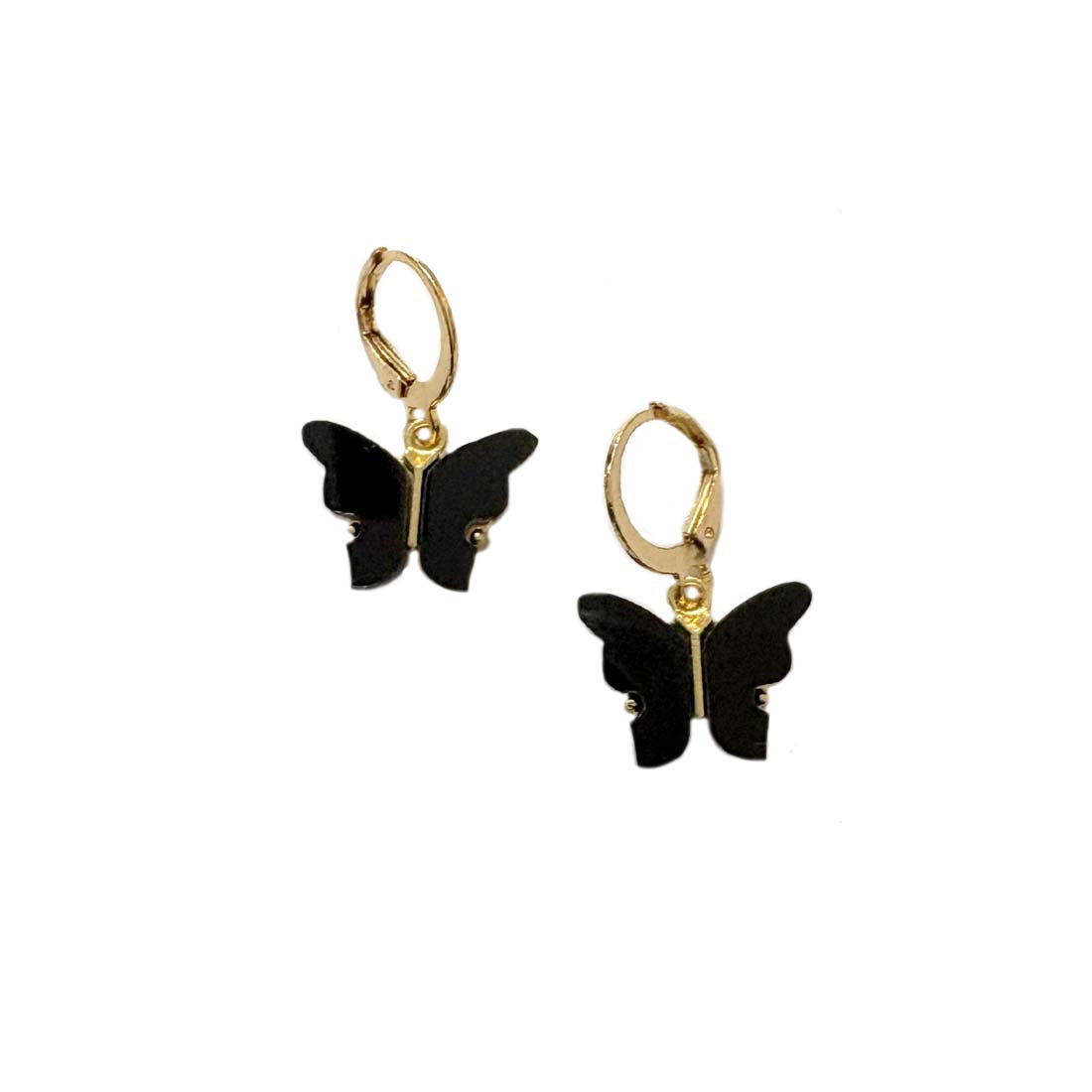 Black Butterfly Pearl Golden Earrings Combo Set