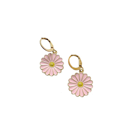 Pink Daisy Charm Earrings Combo (Set of 2)