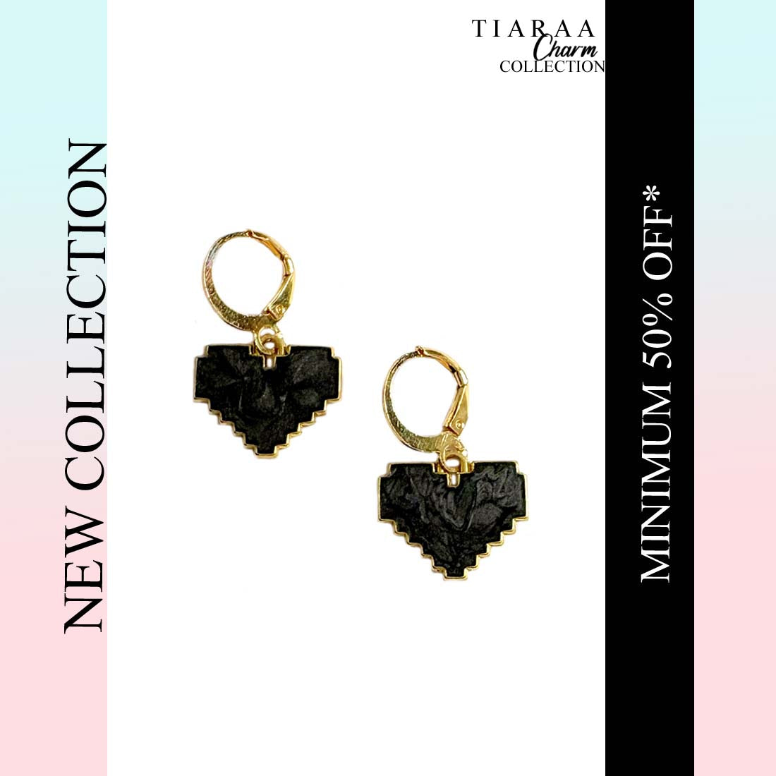 Black Heart Golden Earrings