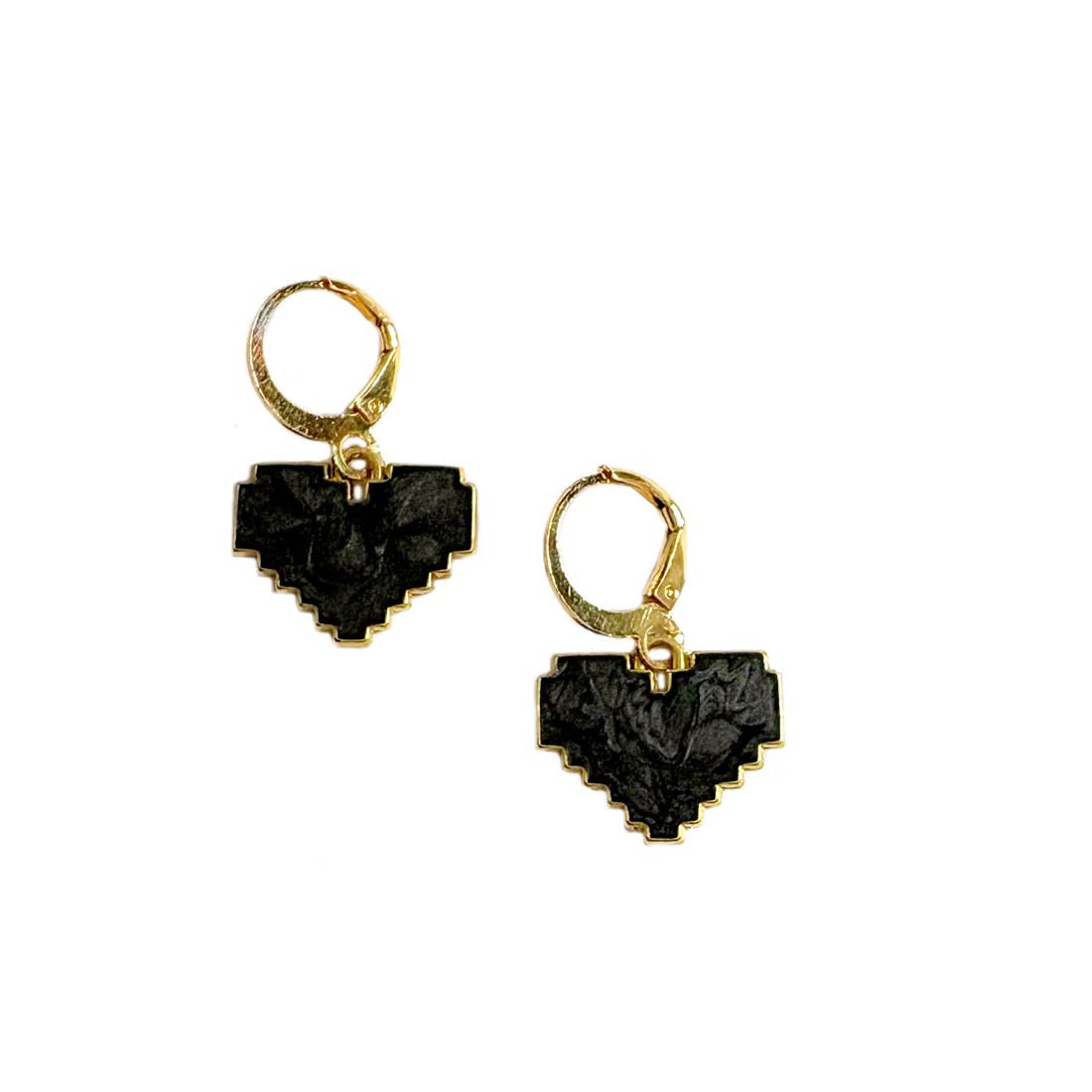 Black Heart Golden Earrings
