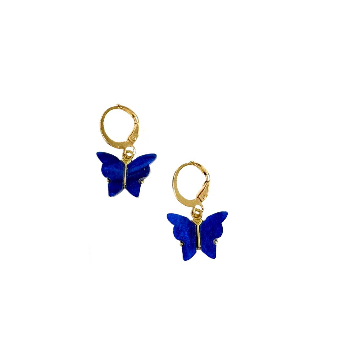 Blue Butterfly Charm Pendant Earrings Combo Set