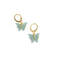 Green Glitter Butterfly Charm Pendant Earrings Combo Set