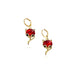 Red Cat Stone Golden Charm Earrings