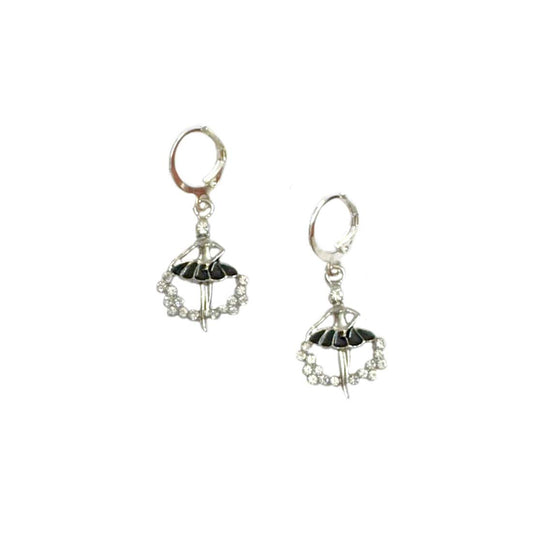 Dancing Girl Silver Charm Earrings