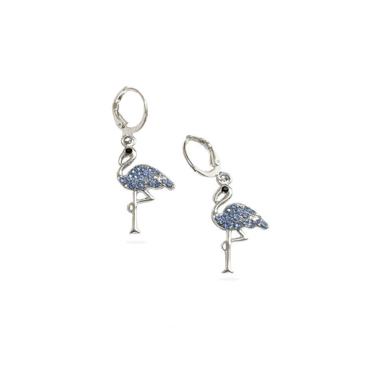 Blue Flamingo Stone Silver Charm Earrings
