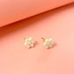 White Pearl Floral Golden Stud Earrings