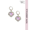 Pink Heart Silver Charm Earrings