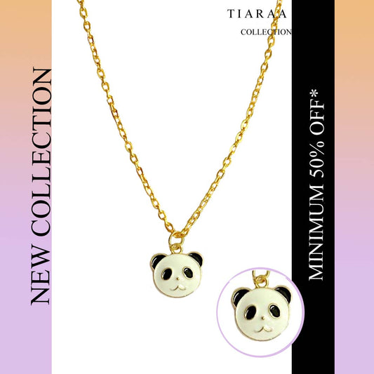 Black & White Panda Golden Charm Necklace