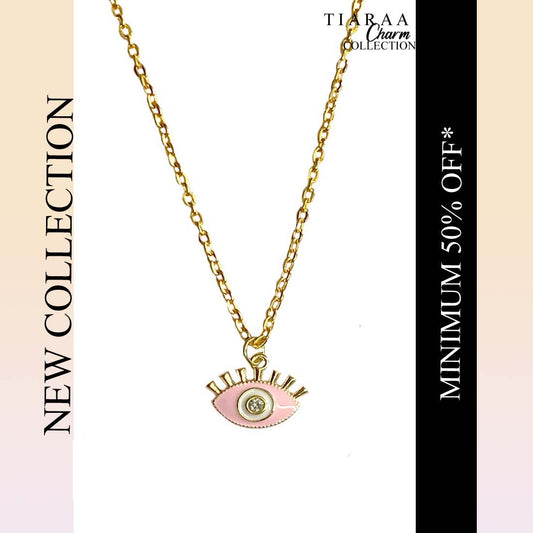 Pink Evil Eye Pendant Charm Necklace