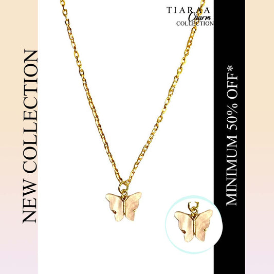 Baby Pink Butterfly Pendant Charm Necklace