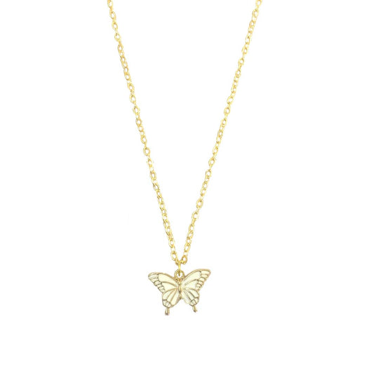 White Butterfly Pendant Charm Necklace
