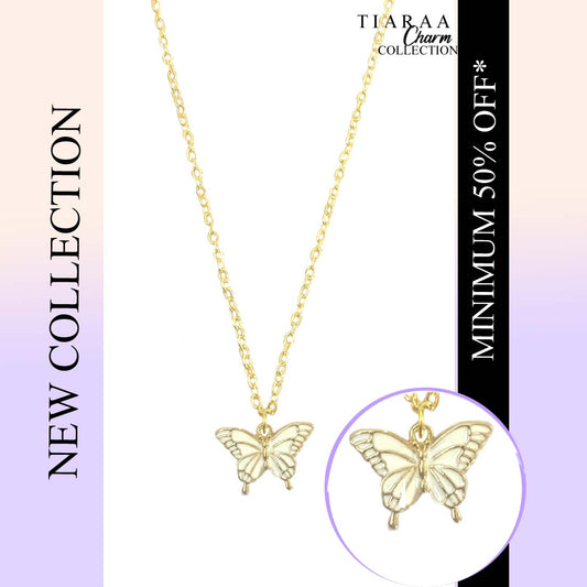 White Butterfly Pendant Charm Necklace