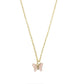 Pink Golden Butterfly Pendant Charm Necklace