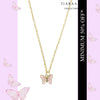 Pink Golden Butterfly Pendant Charm Necklace