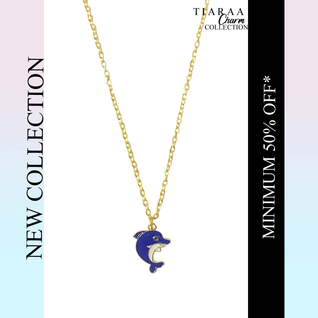Blue Dolphin Pendant Charm Necklace