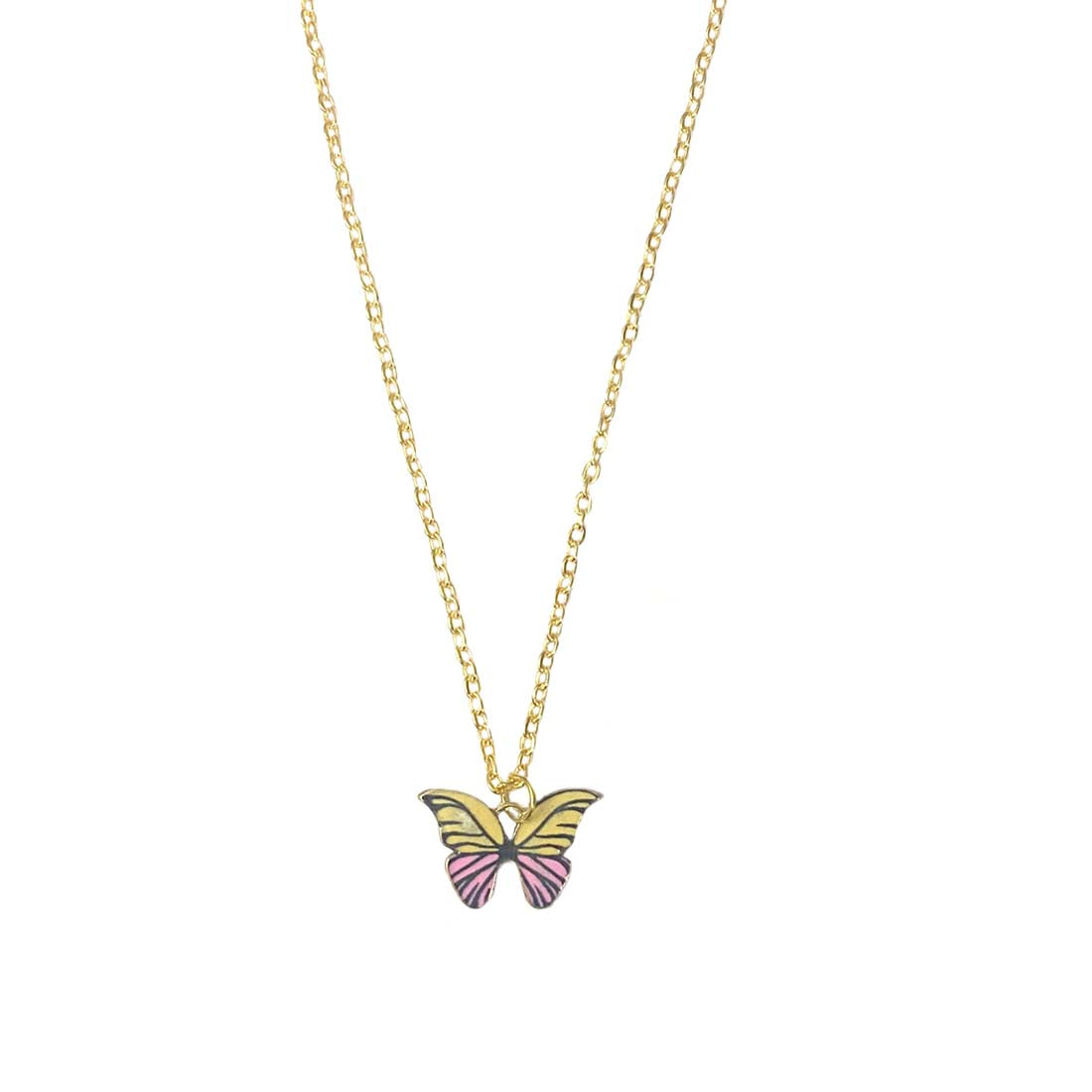 Pink Multi Butterfly Pendant Charm Necklace