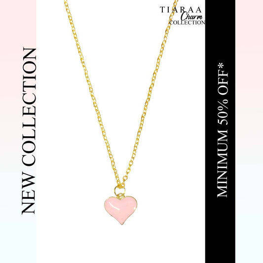 Pink Heart Chain Charm Pendant