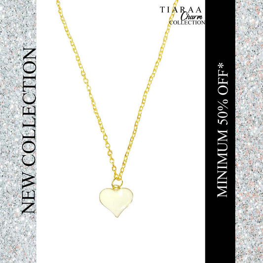 White Heart Chain Charm Pendant