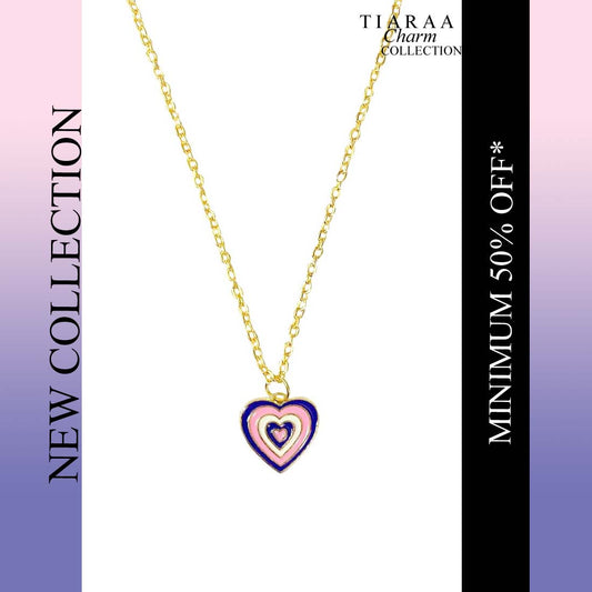 Blue Multicolor Heart Chain Charm Pendant