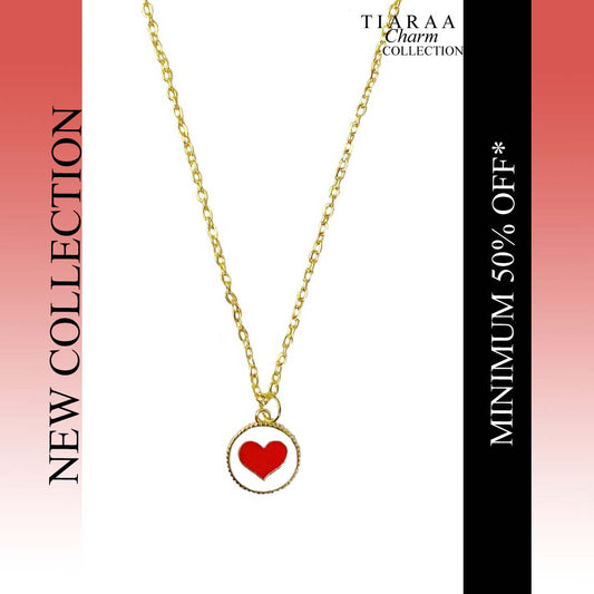 Red Heart  Heart Chain Charm Pendant