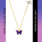 Purple Multi Butterfly Pendant Charm Necklace