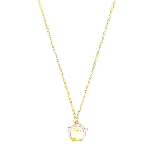 Pink Penguin Pendant Charm Necklace