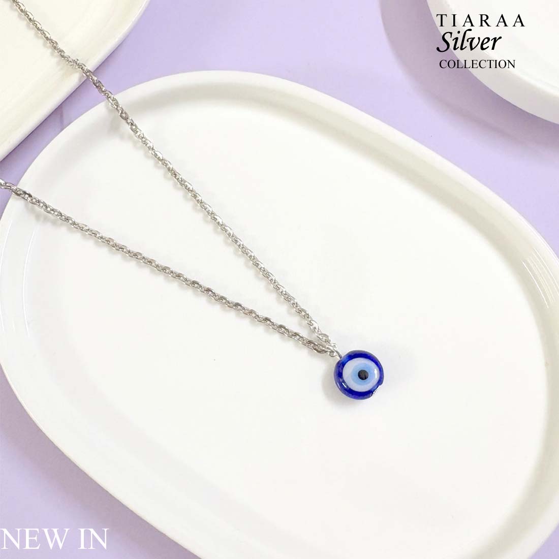Blue Evil Eye Silver Charm Pendant
