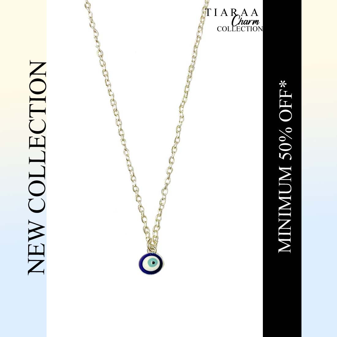 Blue Evil Eye Pendant Silver Charm Necklace