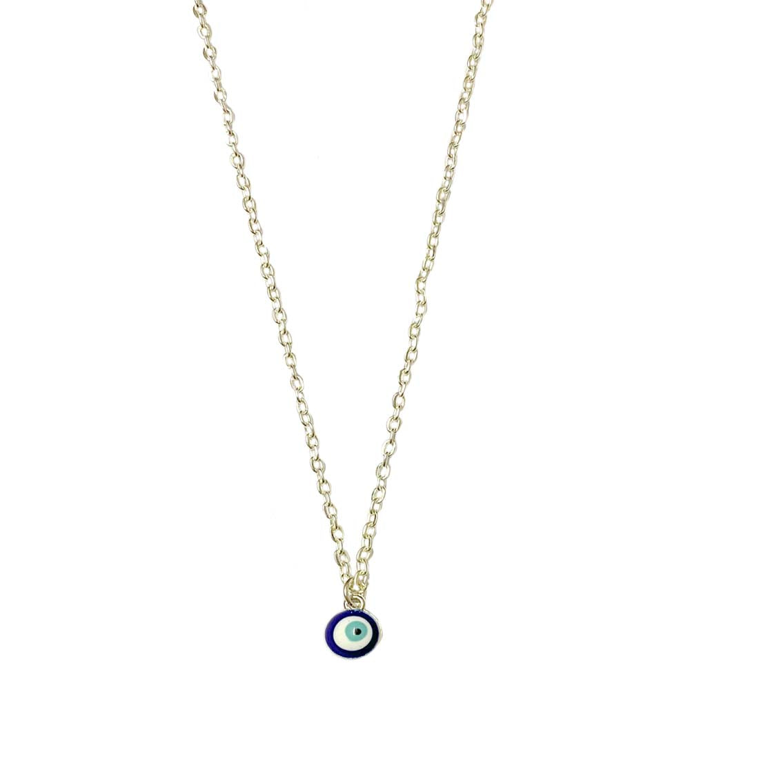 Blue Evil Eye Pendant Silver Charm Necklace