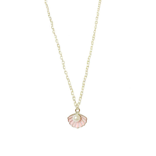 Pink Shell Silver Pendant Charm Necklace