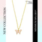 Pink Golden Butterfly Charm Necklace