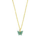 Green Glitter Butterfly Charm Pendant Earrings Combo Set