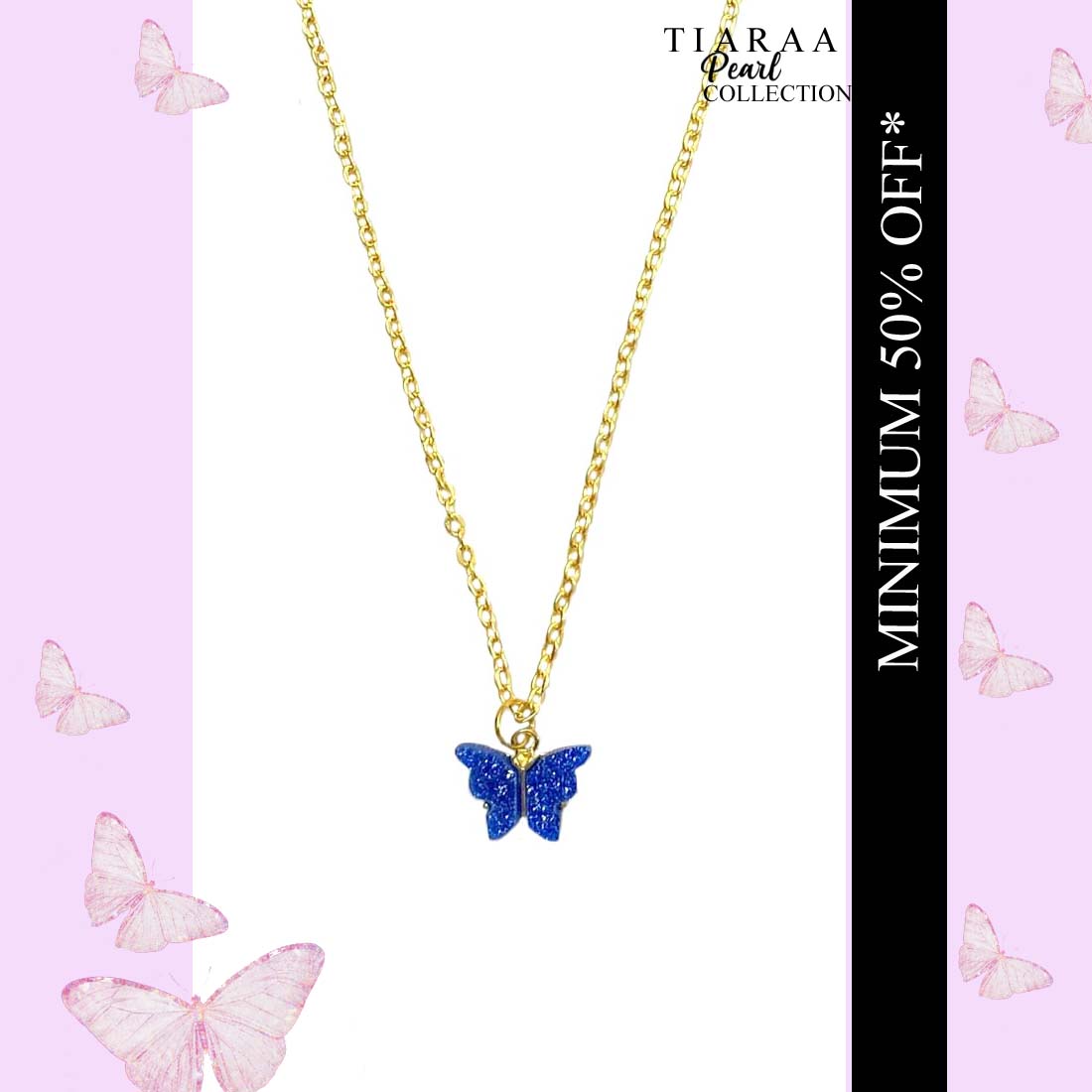 Dark Blue Butterfly Glitter Charm Pendant