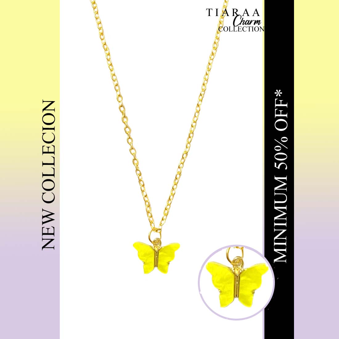 Yellow Butterfly Charm Pendant