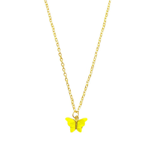Yellow Butterfly Pendant Earrings Combo Set