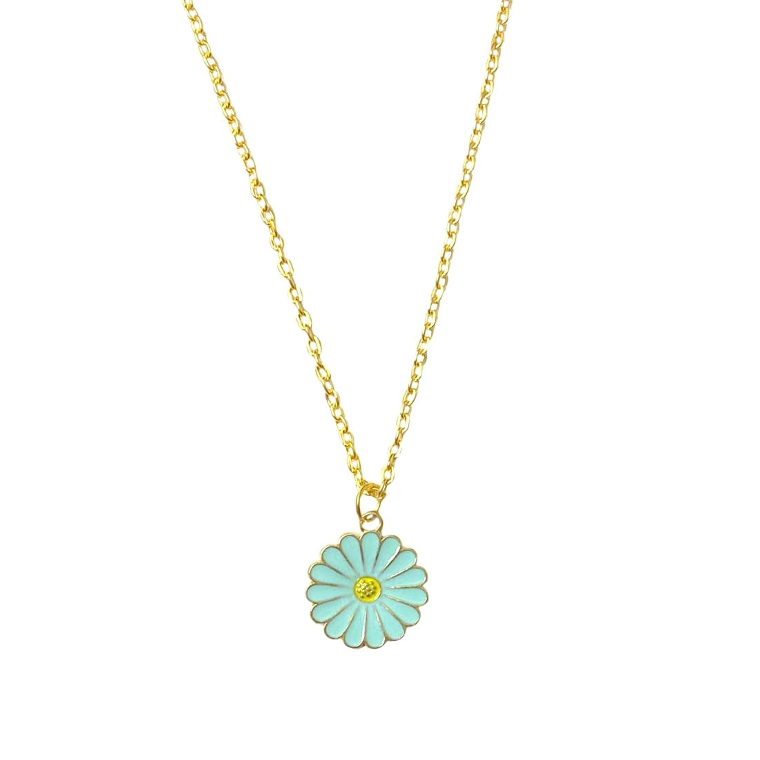 Blue Daisy Pendant Charm Necklace