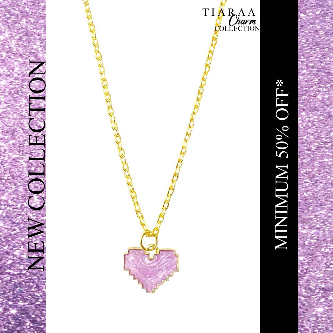 Purple Heart Chain Charm Pendant