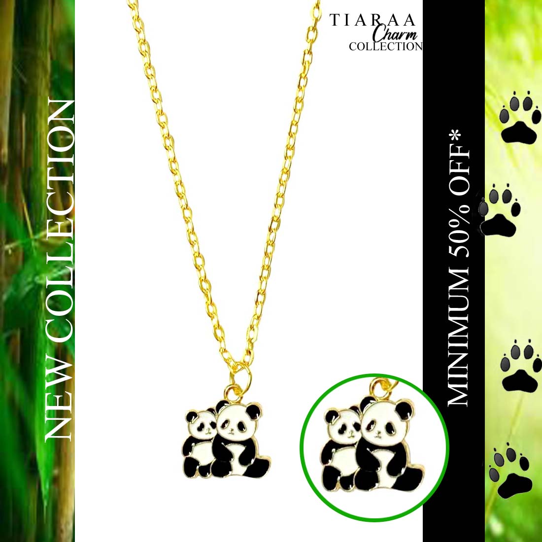 Couple Panda Golden Charm Necklace