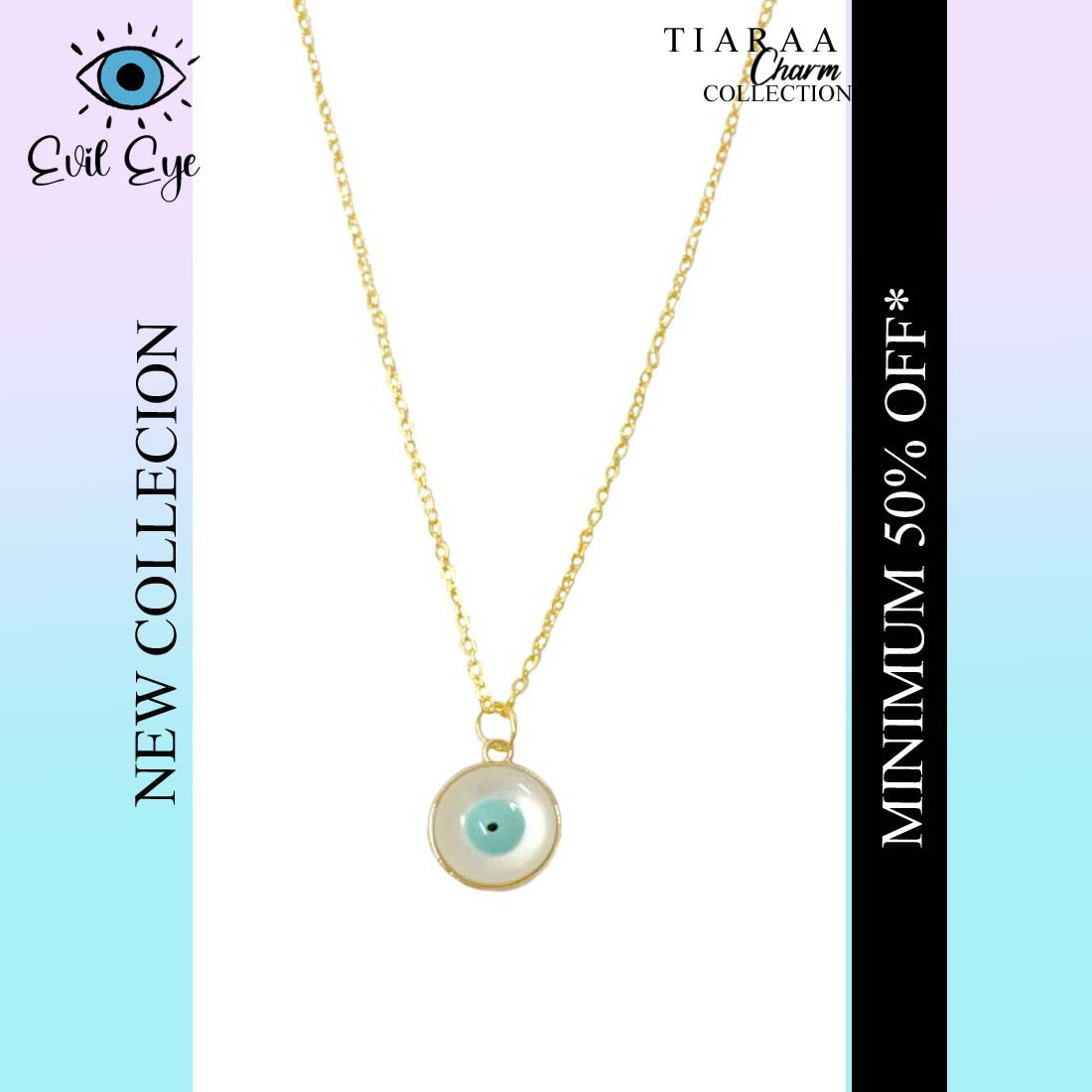 White Evil Eye Golden Charm Pendant