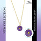 Purple Golden Daisy Pendant Charm Necklace