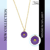 Purple Golden Daisy Pendant Charm Necklace